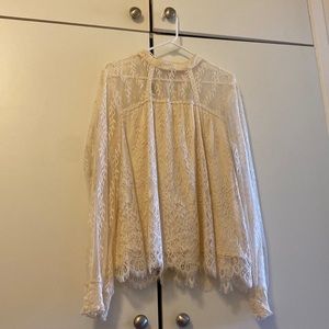Mock Neck, Long Sleeve Lace Blouse, Size XXL